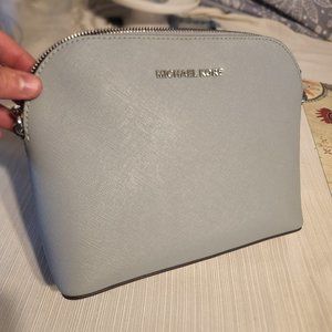 Michael Kors Grey Saffiano Leather Dome Crossbody Satchel Bag USED